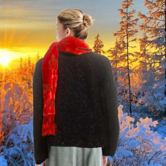 MAGASCHONI Black/ Lavender/ Silver Tweed Cropped Blazer Jacket Snap Closure Sz L - Picture 5 of 7